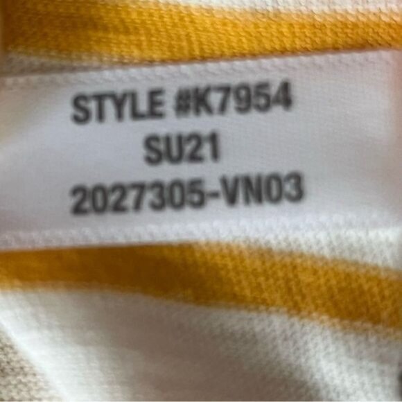 Madewell Gold and Cream Horizontal Stripe V Neck Tee Shirt Size S Style K7954 - Picture 5 of 8